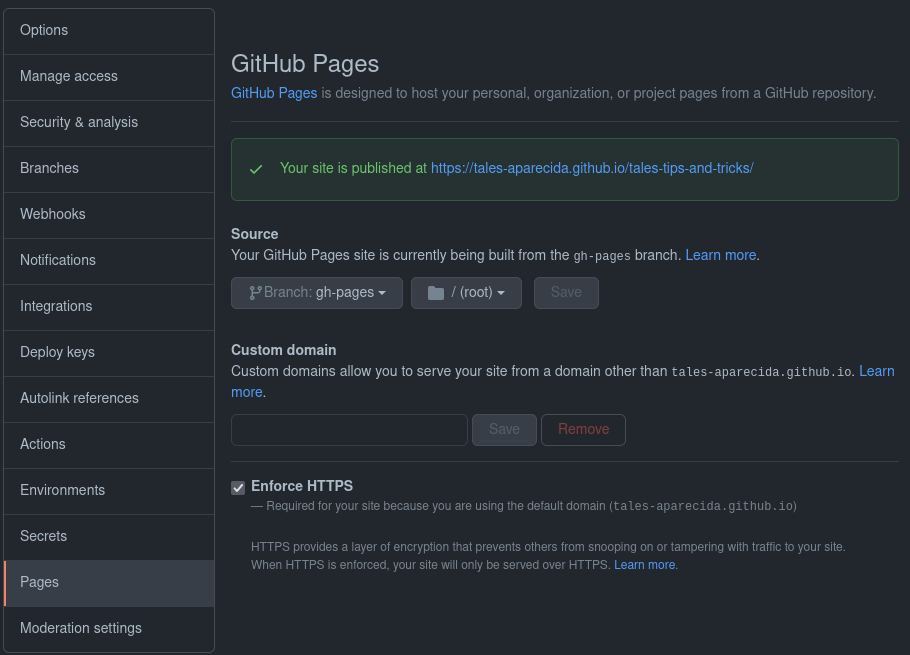 Activate GitHub Page in the repo settings